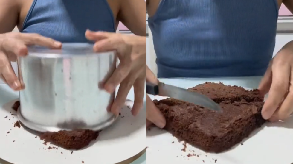 Confeiteira esquece encomenda e faz um bolo com restos de outra massa. - Imagem: reprodução I TikTok