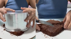 Confeiteira esquece encomenda e faz um bolo com restos de outra massa. - Imagem: reprodução I TikTok