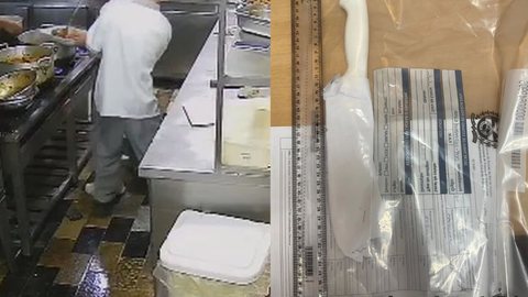 Vídeo mostra momento em que homem surta e esfaqueia cozinheiro em restaurante - Imagem: reprodução
