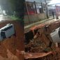 Cratera se abre em Cajamar e engole carro durante a noite na Grande São Paulo - Imagem: Reprodução