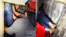 Criança de 12 anos é resgatada após ficar presa em chaminé durante brincadeira - Imagem: Reprodução/G1