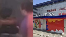 Criança é amarrada por funcionária de creche em Itaquaquecetuba - Imagem: Reprodução/ Redes Sociais e Divulgação/ Colégio Criativa