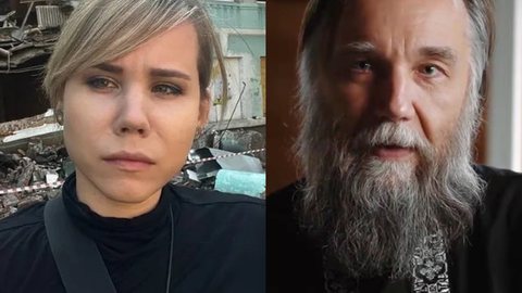 Daria Dugina e seu pai, o filósofo Alexander Dugin, apontado pela mídia como um dos mentores de Vladimir Putin - Imagem: Reprodução/Telegram e Facebook