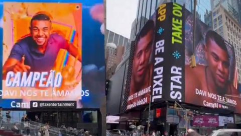 Davi, campeão do BBB 24, aparece na Times Square, em Nova York - Imagem: Reprodução/ Redes sociais
