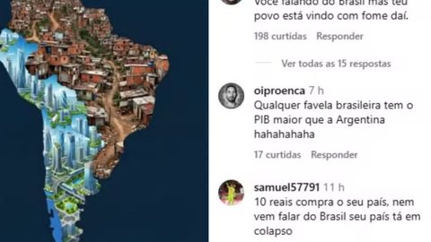 A comparação caricata entre Brasil e Argentina gera críticas - Imagem: Reprodução/G1/Tv Globo