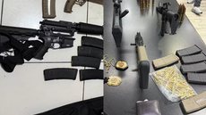 Durante a operação, policiais encontram arsenal escondido em cama-baú, incluindo fuzis e munições de alto calibre - Foto: Divulgação/ Polícia Civil