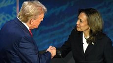 Donald Trump e Kamala Harris. - Imagem: Reprodução | Brasil De Fato