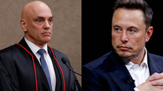 Publicação nas redes sociais mostra Elon Musk comentando imagem que sugere o ministro Alexandre de Moraes atrás das grades - Imagem: Reprodução
