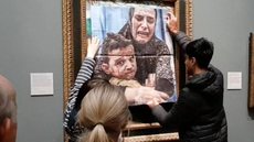 Em Londres, ativistas cobrem obra de Picasso para destacar a crise em Gaza - Imagem: Reprodução / BlueSky / @jornalnota.bsky.social