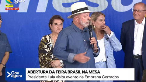 Lula participa da abertura da Feira Brasil na Mesa, na Embrapa Cerrados, em Planaltina, durante evento que celebrou os 53 anos da empresa e reuniu autoridades, pesquisadores e produtores - Imagem: Reprodução