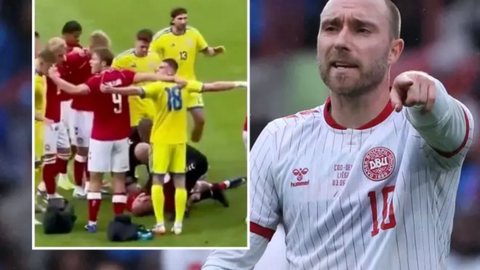 Eriksen passa mal em amistoso da Dinamarca e volta a preocupar o futebol - Imagem: Reprodução