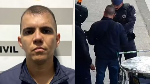 Policial foi abordado no estacionamento da loja e preso em flagrante - Imagem: Reprodução