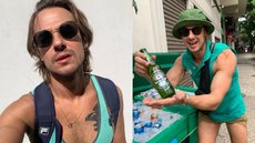 O Ex-galã participou da temporada de 2005 da Malhação e atualmente montou um carrinho e vende cervejas - Imagem: Reprodução/Instagram @erthalera e @ilhadasede
