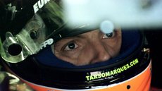 27 de julho de 2001: O piloto brasileiro Tarso Marques, da equipe europeia Minardi, durante o primeiro treino para o Grande Prêmio da Alemanha, realizado em Hockenheim - Imagem: Clive Mason/ALLSPORT