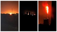 Chamas no Polo Petroquímico de Capuava durante a madrugada assustaram moradores após falha elétrica e acionamento do sistema de segurança - Imagem:  Reprodução/Redes Sociais
