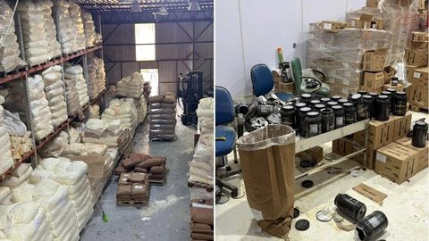 Polícia Civil encontrou suplementos e leite em pó vencidos sendo reembalados com novas datas de validade em fábrica clandestina no interior paulista. - Imagem: DIvulgação / Polícia Civil de SP