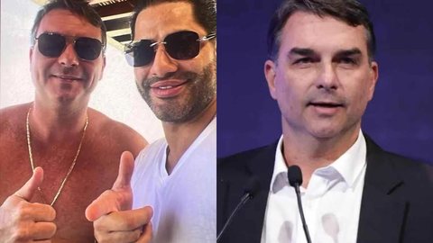 Foto de Flávio Bolsonaro ao lado de Luiz Felipe Mourão voltou ao centro das discussões após autorização do STF para acesso aos dados armazenados na conta em nuvem do investigado. - Imagem: Reprodução