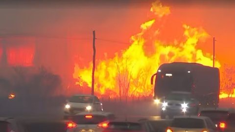 Fogo chegou às margens de rodovias na região de São Carlos - Imagem: Reprodução | X (Twitter)