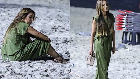 Após uma semana repleta de críticas por sua postura no programa 'Encontro', da TV Globo, ela estaria chorando ao caminhar por uma praia na Zona Sul no Rio de Janeiro - Imagem: reprodução/Twitter @Choquei