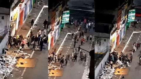 Loja no Centro de São Paulo sofre invasão e é saqueada por usuários da Cracolândia. - Imagem: reprodução I Youtube Canal UOL