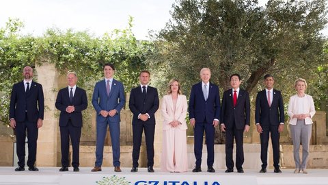 Líderes do G7 decidem emprestar dinheiro para a Ucrânia - Imagem: Reprodução / X / @Bundeskanzler