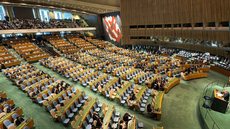 A saída das delegações, incluindo a do Brasil, ocorreu enquanto Netanyahu se preparava para seu discurso - Imagem: Reprodução / X / @NoaGresiva