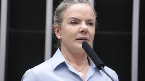 Gleisi Hoffmann discursou e criticou o senador Sergio Moro diante de lideranças políticas - Imagem: Reprodução