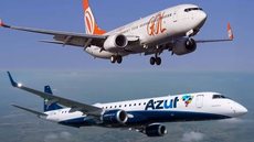 Aviões da Gol e da Azul - Imagem: Igor Santorsula / PlaneSpotters / Divulgação / Embraer