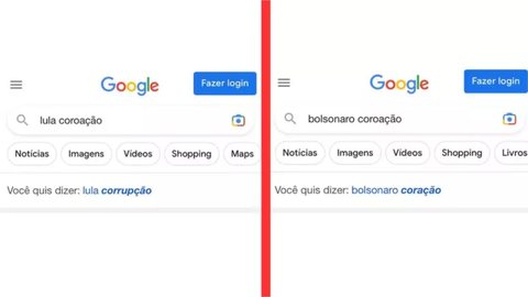 Entre Lula e Bolsonaro, Google associa Lula à corrupção - Imagem: Reprodução | Google