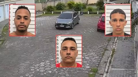 Suspeitos presos em Guarujá após perseguição policial; armas e veículo utilizados nos assaltos foram apreendidos pela Polícia Civil - Imagem: Reprodução