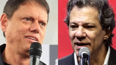 Tarcísio de Freitas segue liderando a corrida pelo governo de São Paulo, mas nova pesquisa aponta redução da vantagem sobre Fernando Haddad. - Imagem: João Valério/Governo de SP e Paulo Pinto/Agência Brasil