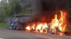 Homem ateia fogo em ônibus com 40 pessoas em trajeto de São Paulo a Curitiba - Imagem: Reprodução / Polícia Rodoviária Federal