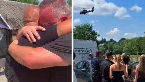 Homem finge morte e chega ao próprio funeral de helicóptero; veja vídeo - Imagem: reprodução redes sociais