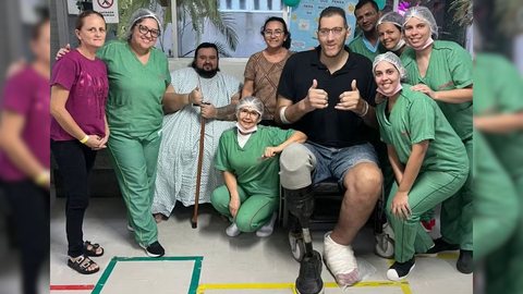 Homem mais alto do Brasil passa por amputação de perna após infecção - Imagem: Reprodução / Arquivo pessoal