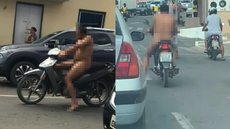 VÍDEO - homem totalmente pelado é flagrado pilotando moto - Imagem: reprodução redes sociais