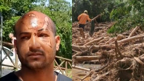 Sobrevivente da tragédia dos deslizamentos no litoral de São Paulo que perdeu a família. - Imagem: reprodução I TV Vanguarda e Instagram @governosp