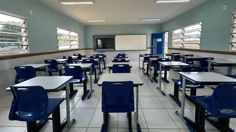 Sala de aula de escola municipal em Hortolândia; professor foi afastado após denúncias de gritos e maus-tratos a alunos - Imagem: Reprodução