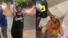 Motoboy viraliza com 'vingança' para clientes que se recusam a buscar entrega na portaria - Imagem: reprodução
