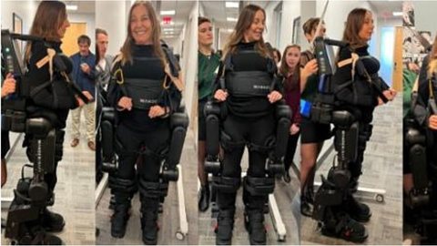 Mara Gabrilli testa exoesqueleto - Imagem: Reprodução | Redes Sociais