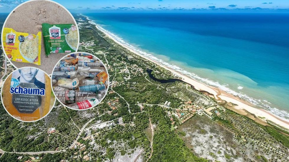 Descoberta inquietante: praia de Imbassaí, na Bahia, é afetada por lixo de diferentes países - Imagem: Divulgação / Nilton Souza