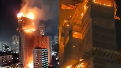 VÍDEO: incêndio de grandes proporções toma conta de prédio em Recife\u003B veja