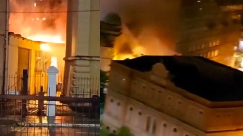 VÍDEO - incêndio atinge prédio centenário da UFRGS - Imagem: reprodução Twitter