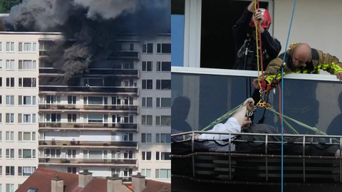 Moradores foram retirados pelas janelas durante a operação de resgate em Antuérpia - Imagem: Virginia Mayo | AP Photo