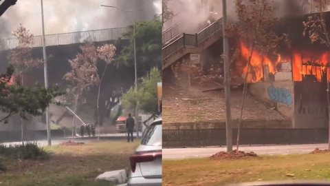 Incêndio em viaduto da 23 de Maio causou caos no trânsito de São Paulo - Imagem: Reprodução/Redes Sociais