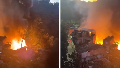 Fogo destrói ao menos dez moradias em Paraisópolis - Imagem: Reprodução/Defesa Civil