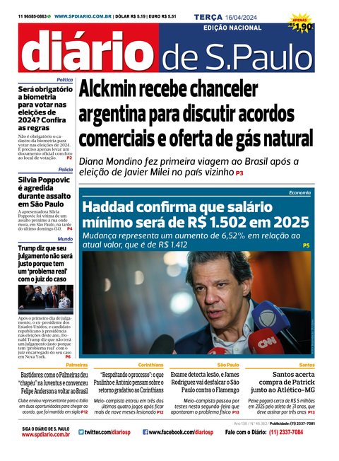 Capa Jornal Jornal Impresso – 16/04/2024