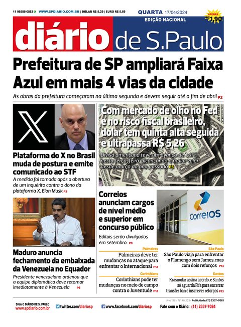 Capa Jornal Jornal Impresso – 17/04/2024
