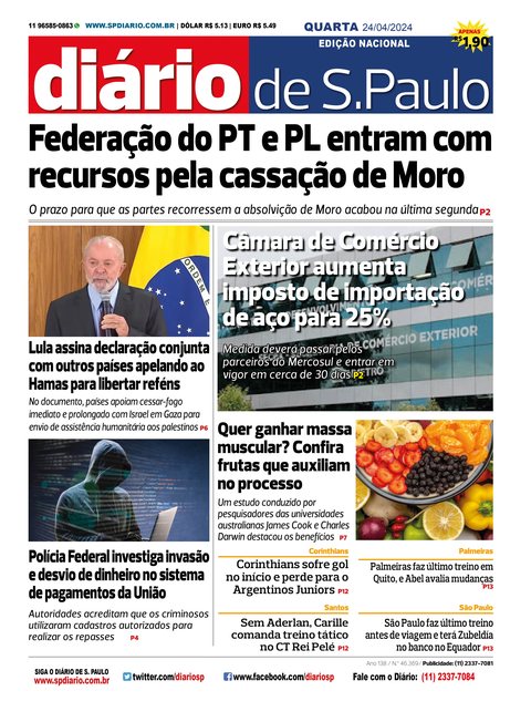 Capa Jornal Jornal Impresso – 24/04/2024