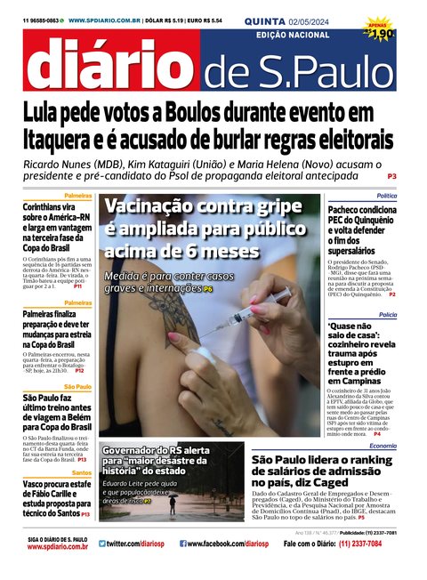 Capa Jornal Jornal Impresso – 02/05/2024