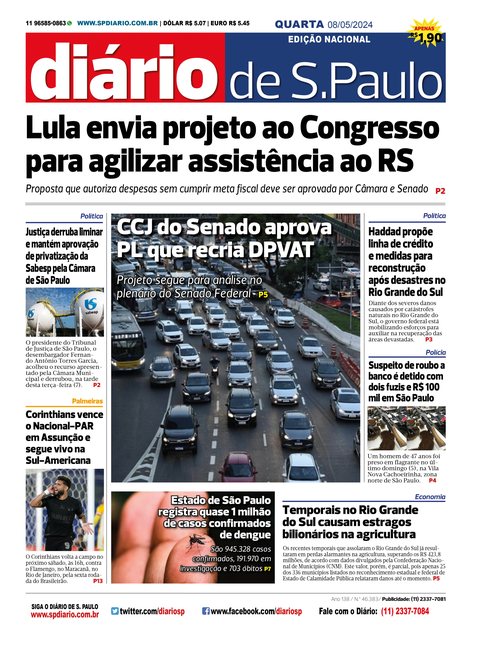 Capa Jornal Jornal Impresso – 08/05/2024